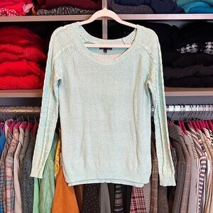 T/O Seaford green/white striped back scoop neck long sleeve sweater size S